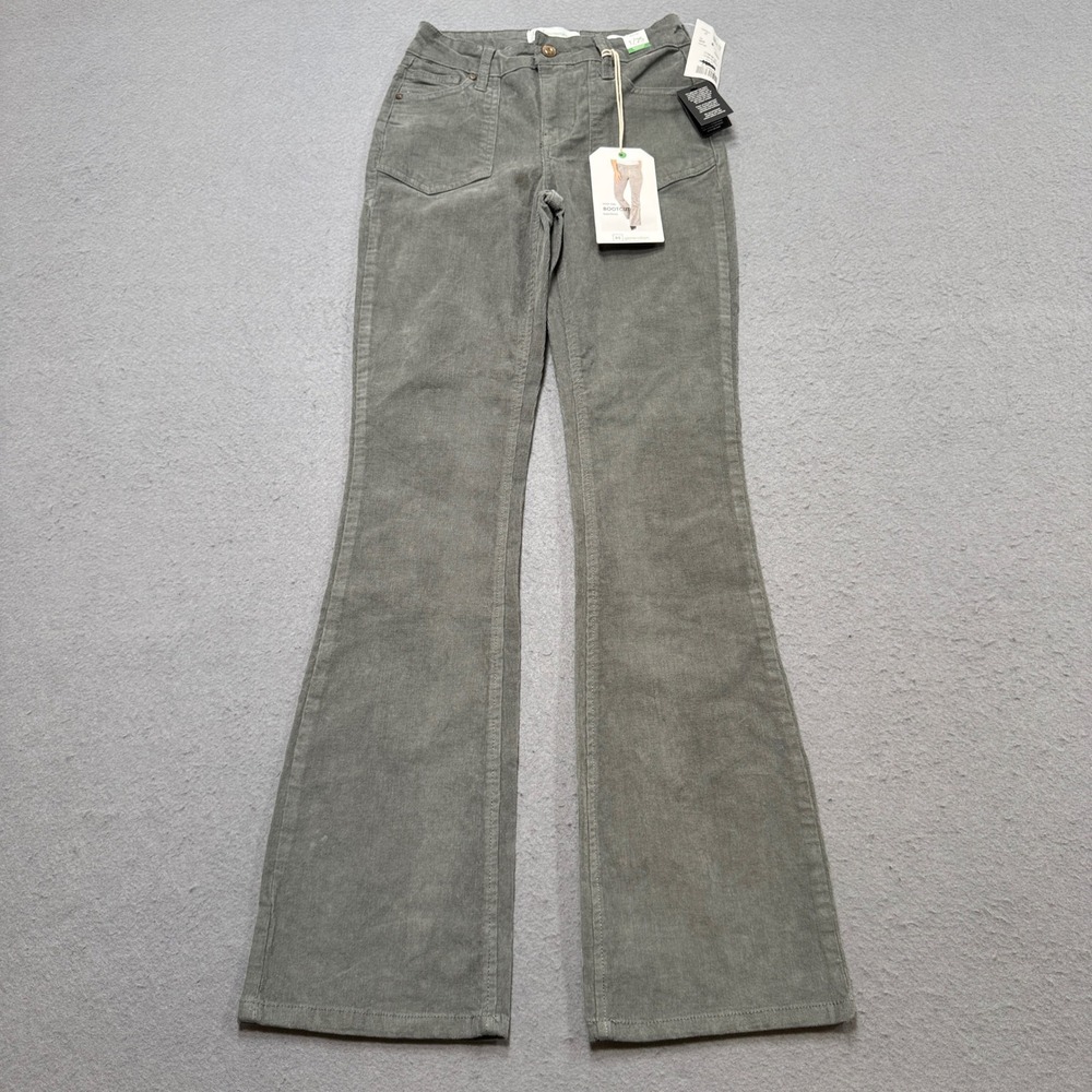 NEW RE Generation Pants Women's 1/25 Gray Corduroy Mid Rise Bootcut Bamboo Retro